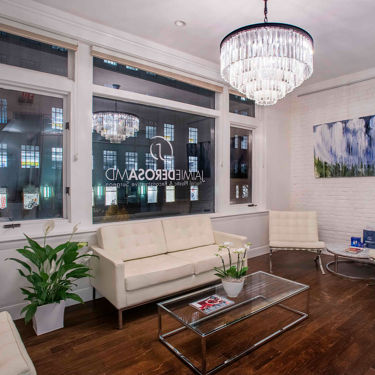 Lobby of front office for DeRosa Facial Plastic Surgery.