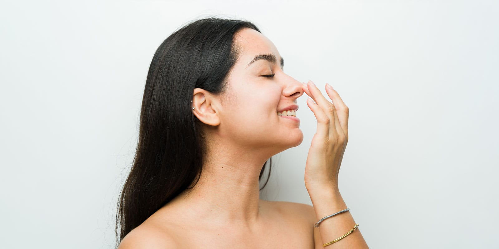 woman recovering from her rhinoplasty in Boston, MA